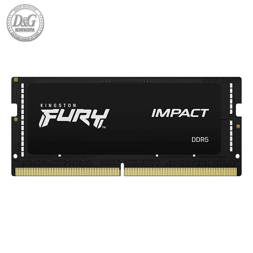 Памет Kingston FURY IMPACT, 32GB, SODIMM, DDR5, PC4-38400, 4800MHz, CL40, KF548S38IB-32