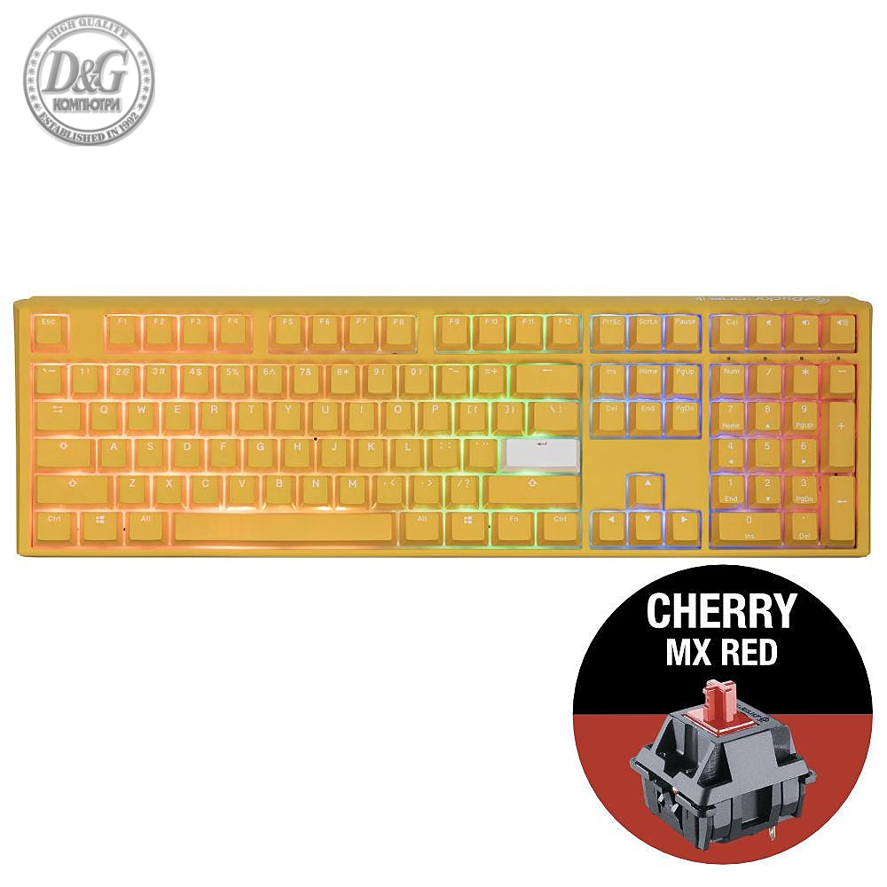 Геймърскa механична клавиатура Ducky One 3 Yellow Full-Size, Cherry MX Red