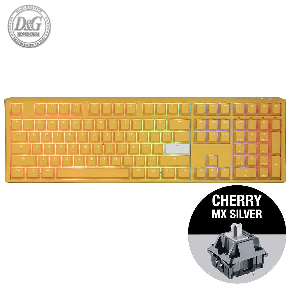 Геймърскa механична клавиатура Ducky One 3 Yellow Full-Size, Cherry MX Silver