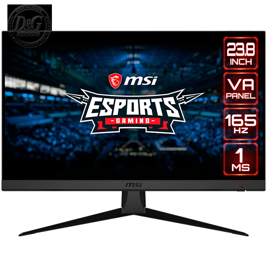 MSI Optix G243 Gaming Monitor, 23.8" 165Hz, FHD (1920x1080) 16:9, VA Anti-glare, 1ms, 350nits, 3000:1, 178°/178°, Freesync Premium, Adjustable Stand, 1x DP, 2x HDMI, 3Y Warranty