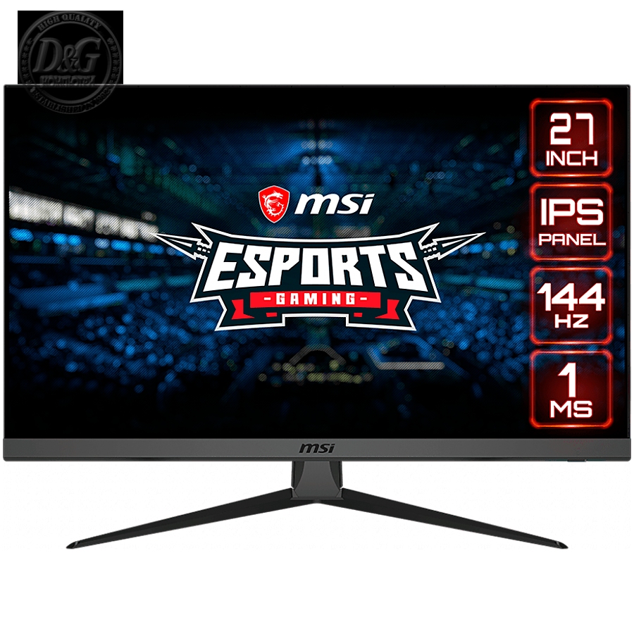 MSI Optix G272 Gaming Monitor, 27" 144Hz, FHD (1920x1080) 16:9, IPS Anti-glare, 1ms, 250nits, 1000:1, 178°/178°, Adaptive Sync, Adjustable Stand, 1x DP, 2x HDMI, 3Y Warranty