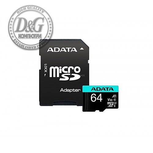 ADATA 64GB MicroSDXC UHS-I U3 V30S (with adapter)