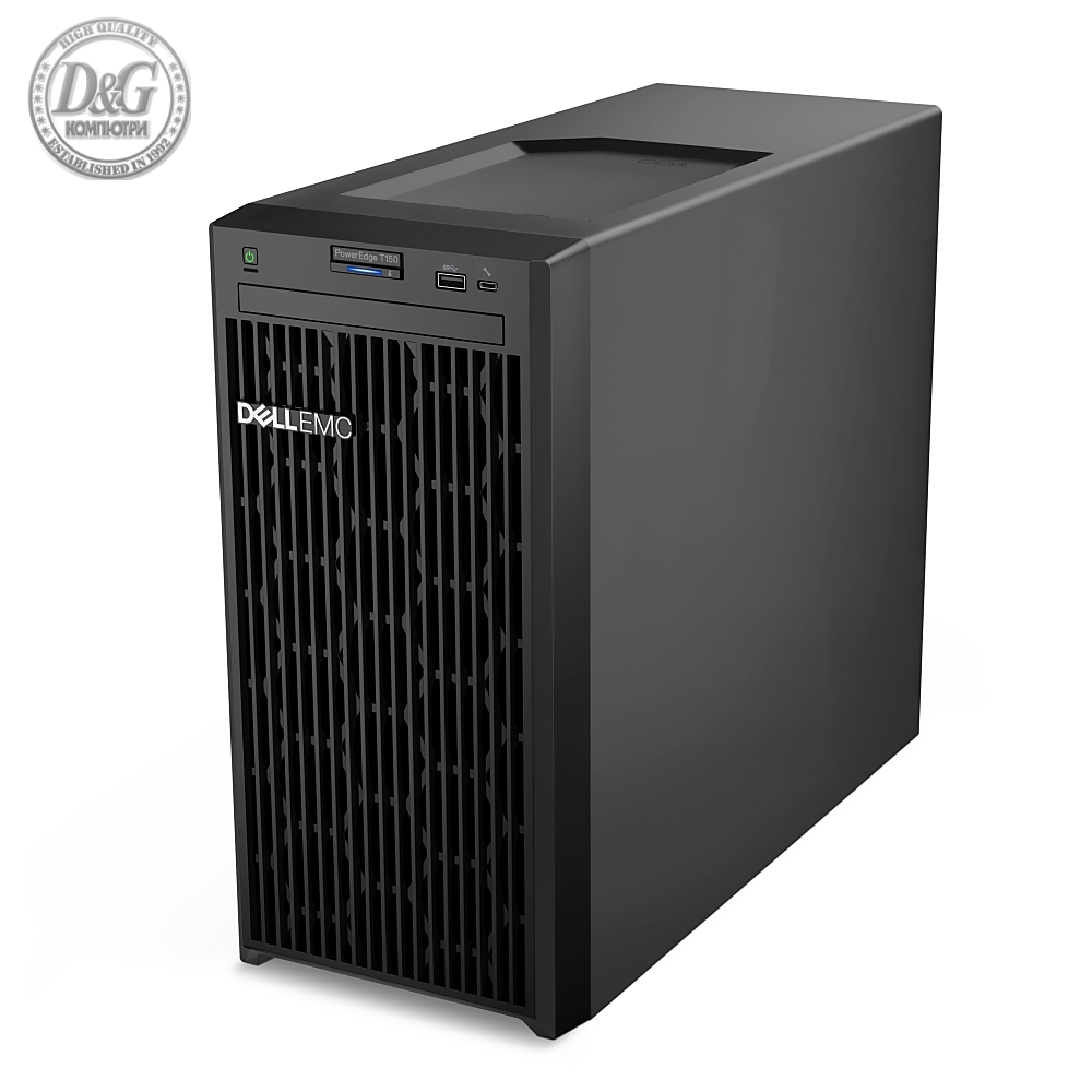 Dell PowerEdge T150, Intel Xeon E-2378 2.6GHz, 16M Cache, 8C/16T, Turbo (65W), 3200 MT/s, 3.5" Chassis up to 4 HDD, Software RAID, 400W Power Supply, 16GB UDIMM 3200MT/s, ECC, iDRAC9 Basic 15G, 2x 480GB SSD S3 Read Intensive ISE 6Gbps, 36M NBD