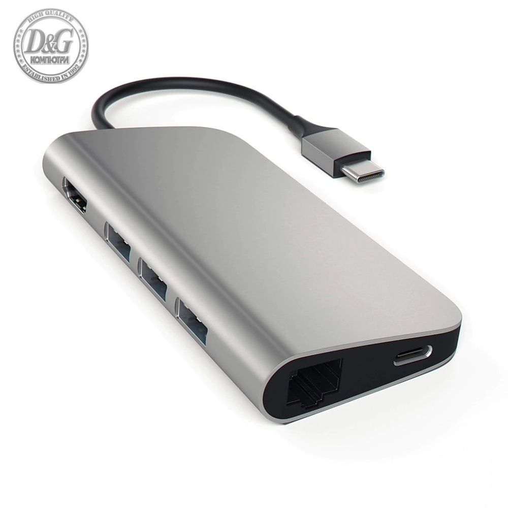 Satechi Aluminium Type-C Multi-Port Adapter (HDMI 4K,3x USB 3.0,MicroSD,Ethernet) - Space Grey