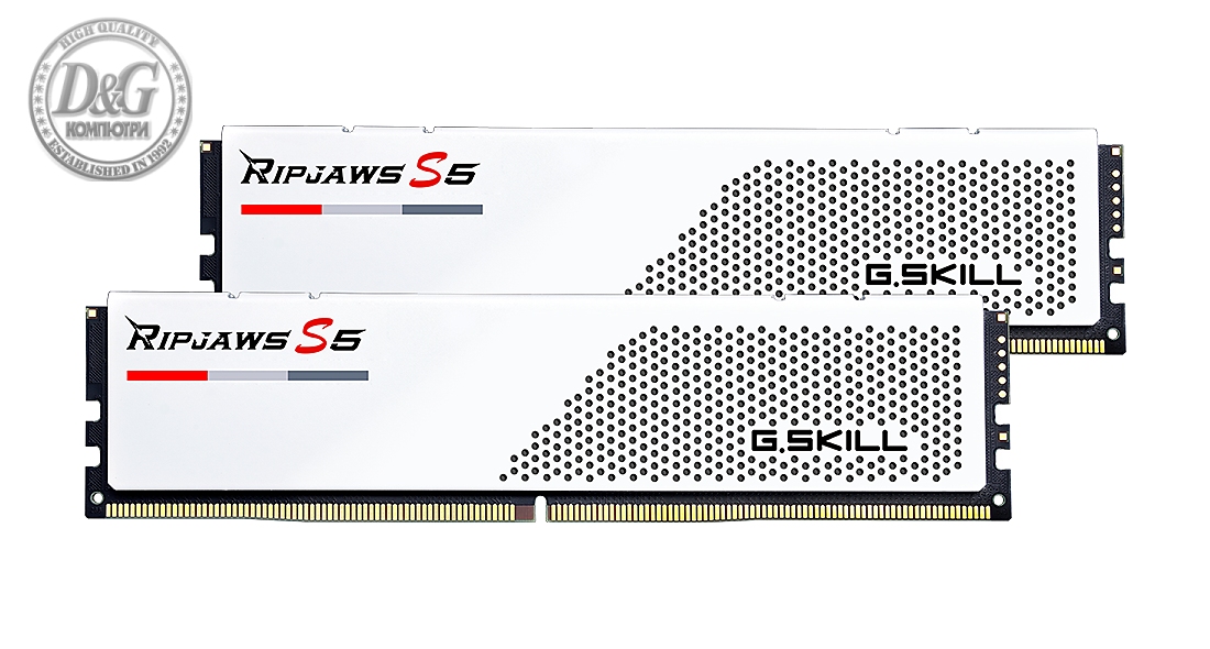 Памет G.SKILL Ripjaws S5 White 32GB(2x16GB) DDR5 PC5-41600 5200MHz CL36 F5-5200J3636C16GX2-RS5W