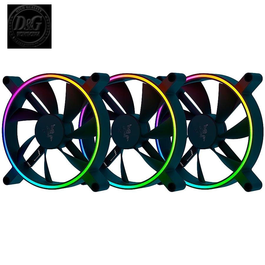 Razer Kunai Chroma RGB 140MM - 3 Fans pack, 18 addressable LEDsвЂ‹, Hydraulic, 4-pin PWM, CoolingвЂ‹: 500-1600 RPMвЂ‹, AirflowвЂ‹: 34.48-81 CFMвЂ‹, Static PresureвЂ‹: 0.15-1.31 mm- H20вЂ‹