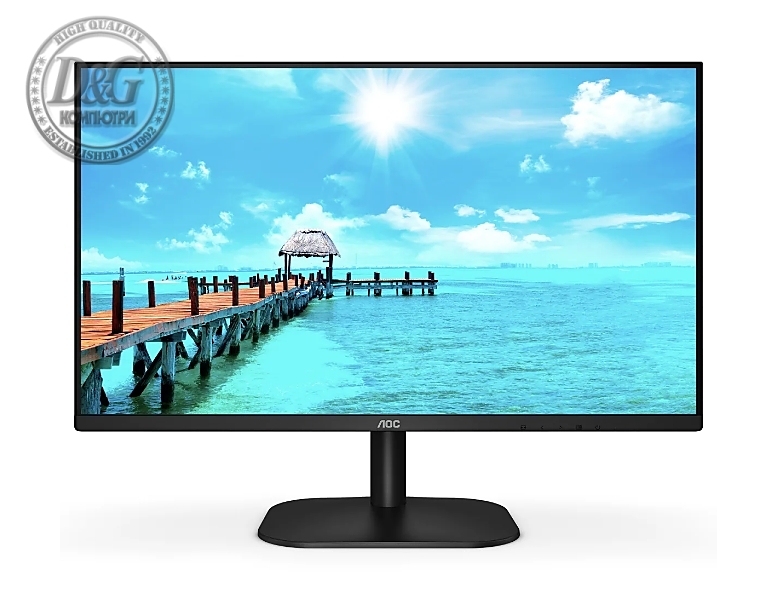 AOC 24B2XH/EU, 23.8" WLED IPS, 1920x1080@75Hz, 4ms GtG, 250cd/m2, 1000:1, DC20M:1, FlickerFree, Low Blue Light, Tilt, D-SUB, HDMI