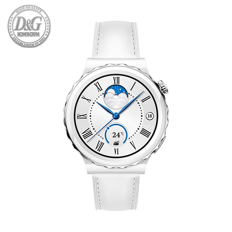 Huawei Watch GT 3 Pro 43mm, Frigga-B19V,  1.32", Amoled, 466x466, PPI 352, 4GB, Bluetooth 5.2, supports BLE/BR/EDR, 5ATM, Battery 292 maAh, White Leather Strap