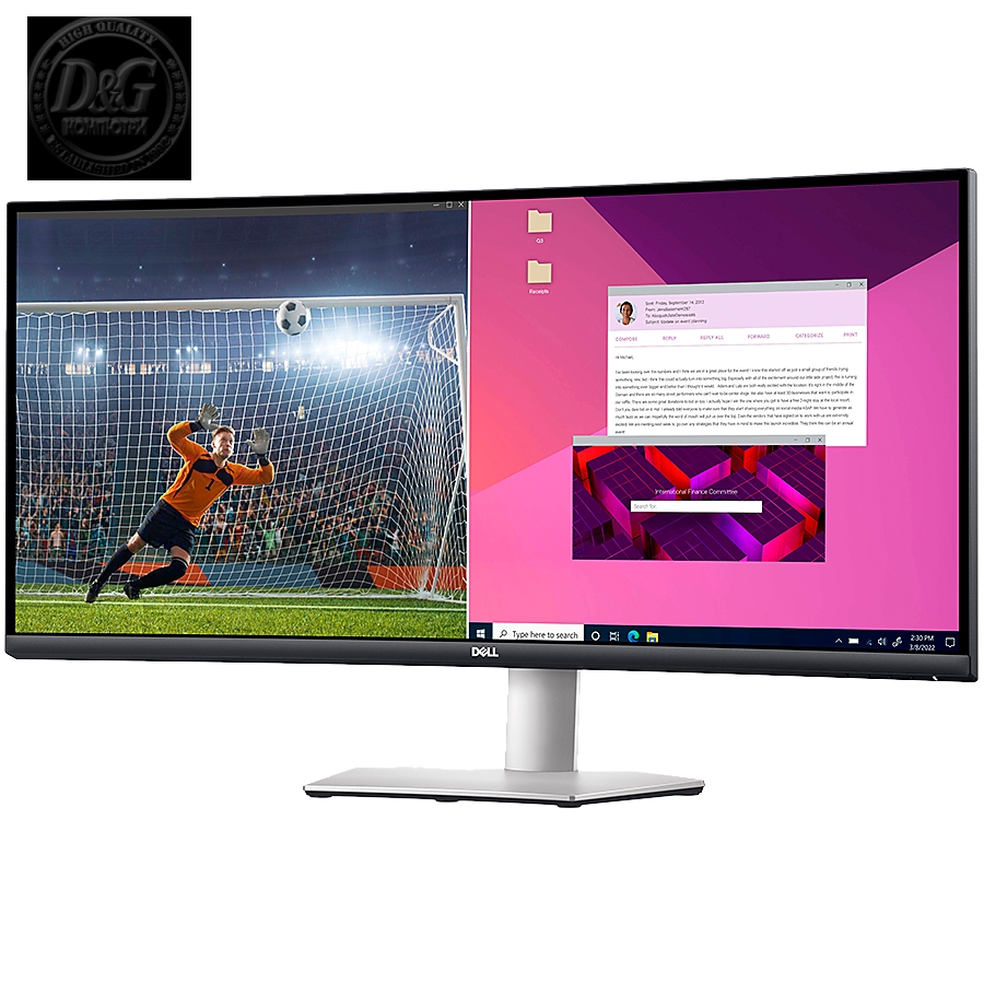 Dell Monitor LED S3423DWC Curved USB-C, 34", WQHD 3440x1440, 21:9 100Hz, AG, 300 cd/m2, 3000:1, 178/178, 4ms, AMD FreeSync, 2xHDMI, USB 3.2, Height, Tilt, 3Y