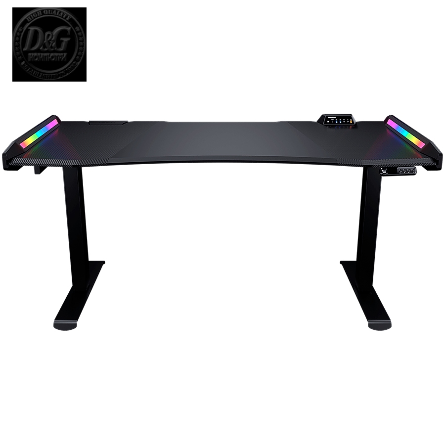 COUGAR E-MARS - Electrical Gaming Desk, Dual Elevated Motors, Adjusting Lever and Memory Heights, Automatic Safety Brake, RGB Lighting, 1533x771(mm), RGB Button/USB 3.0 Type-C x1/USB 3.0 Type-A x2/Type-C Monitor Extension/Audio Jacks x2