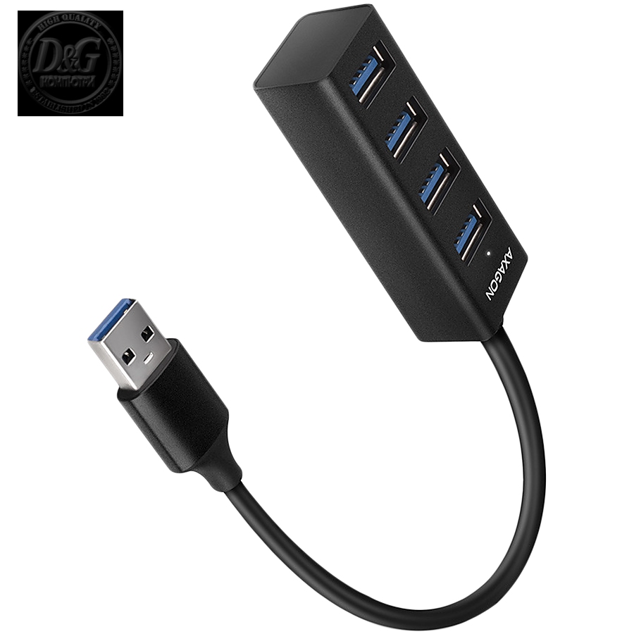 AXAGON HUE-M1AL 4x USB 3.2 Gen 1 MINI hub, metal, 1.2m USB-A cable