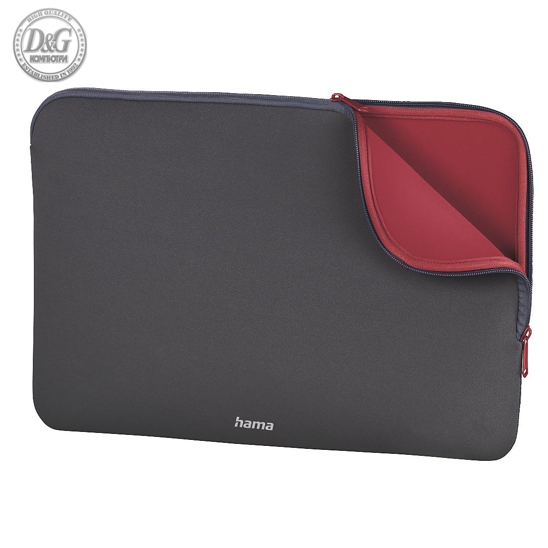 Калъф за лаптоп HAMA Neoprene, 11.6&quot;(30cm), Сив/Червен