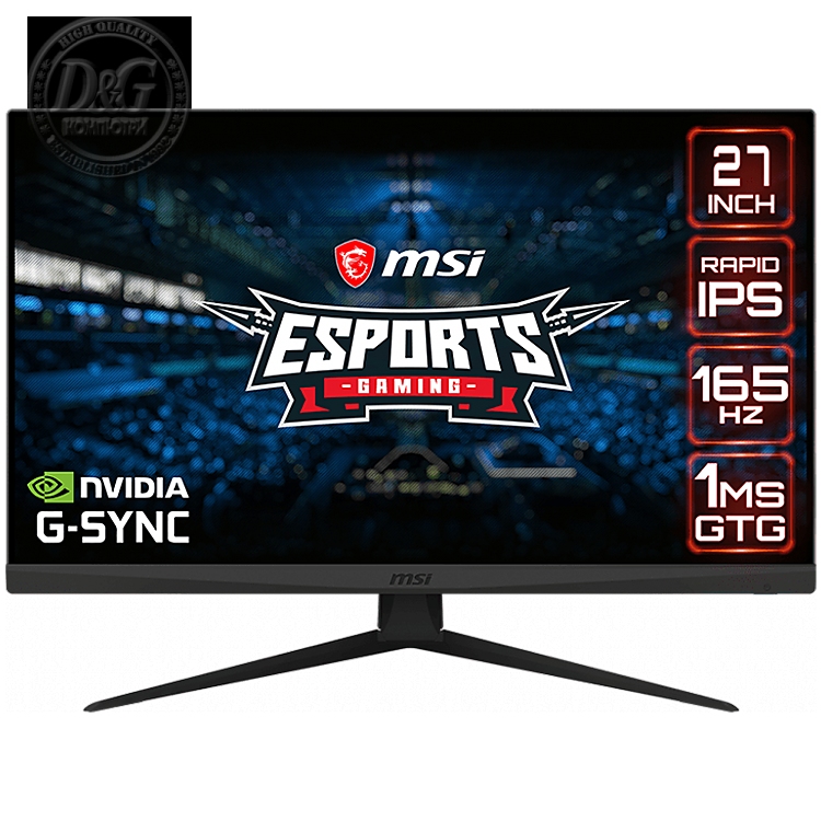 MSI Optix G273QF Gaming Monitor, 27" 165Hz, WQHD (2560 x 1440) 16:9, Rapid IPS Anti-glare, 1ms, 300nits, 1000:1, 178°/178°, G-sync Compatible, Night Vision, Adjustable Stand, 1x DP, 2x HDMI, 1x Earphone out, 3Y Warranty