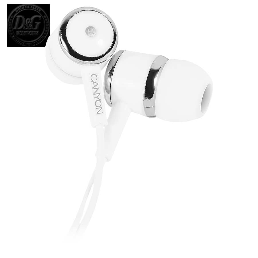 CANYON Stereo earphones with microphone, White