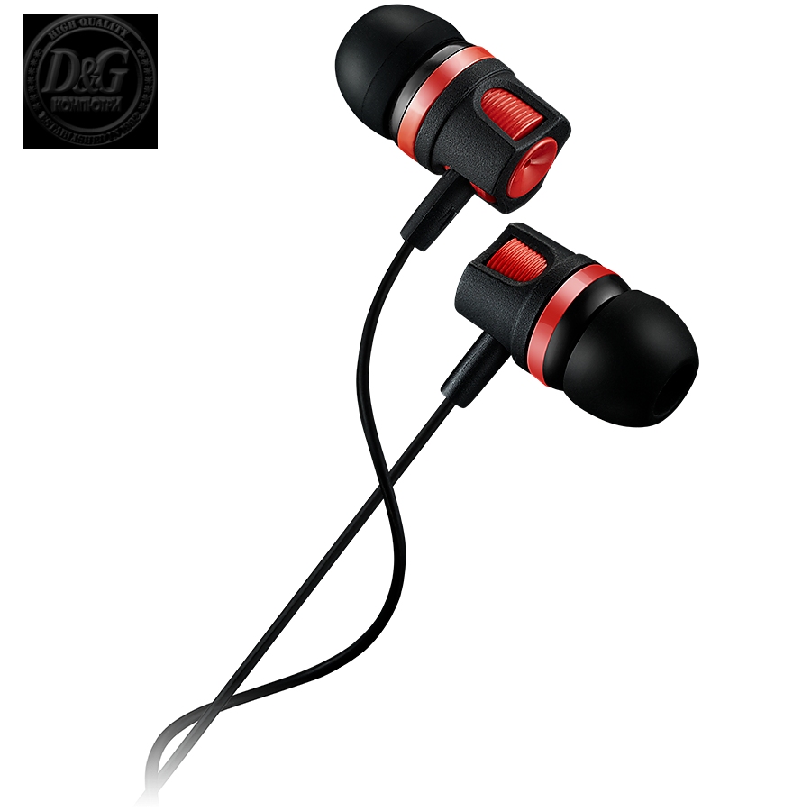 CANYON Stereo earphones with microphone, 1.2M, red