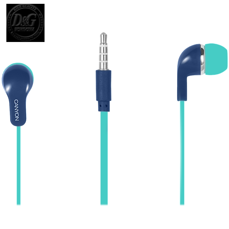 CANYON Stereo Earphones with inline microphone, Green+Blue