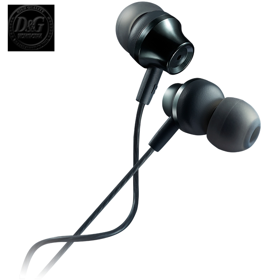 CANYON Stereo earphones with microphone, metallic shell, 1.2M, dark gray