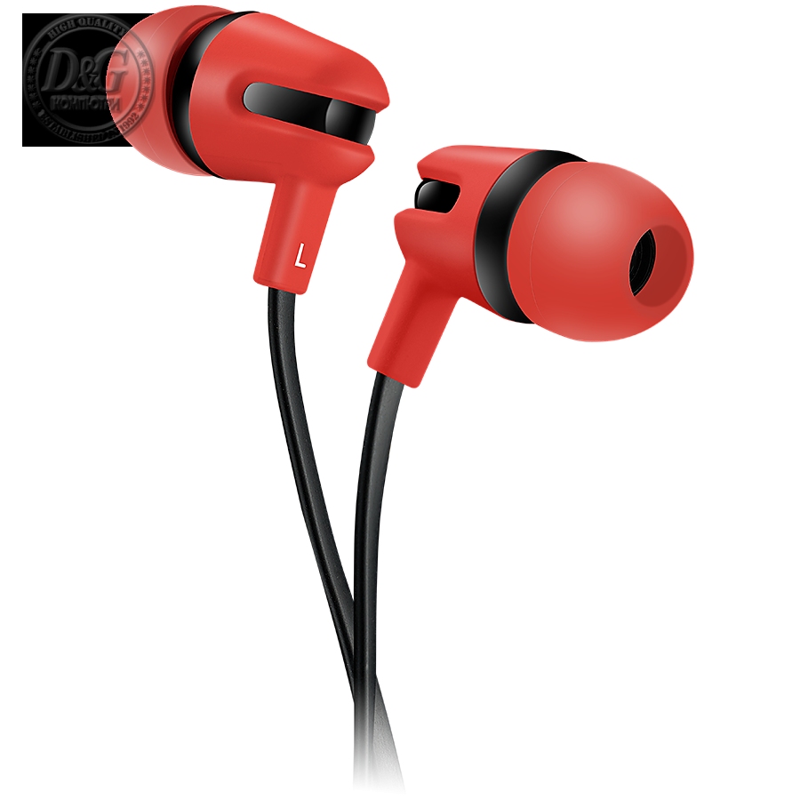 CANYON SEP-4 Stereo earphone with microphone, 1.2m flat cable, Red, 22*12*12mm, 0.013kg