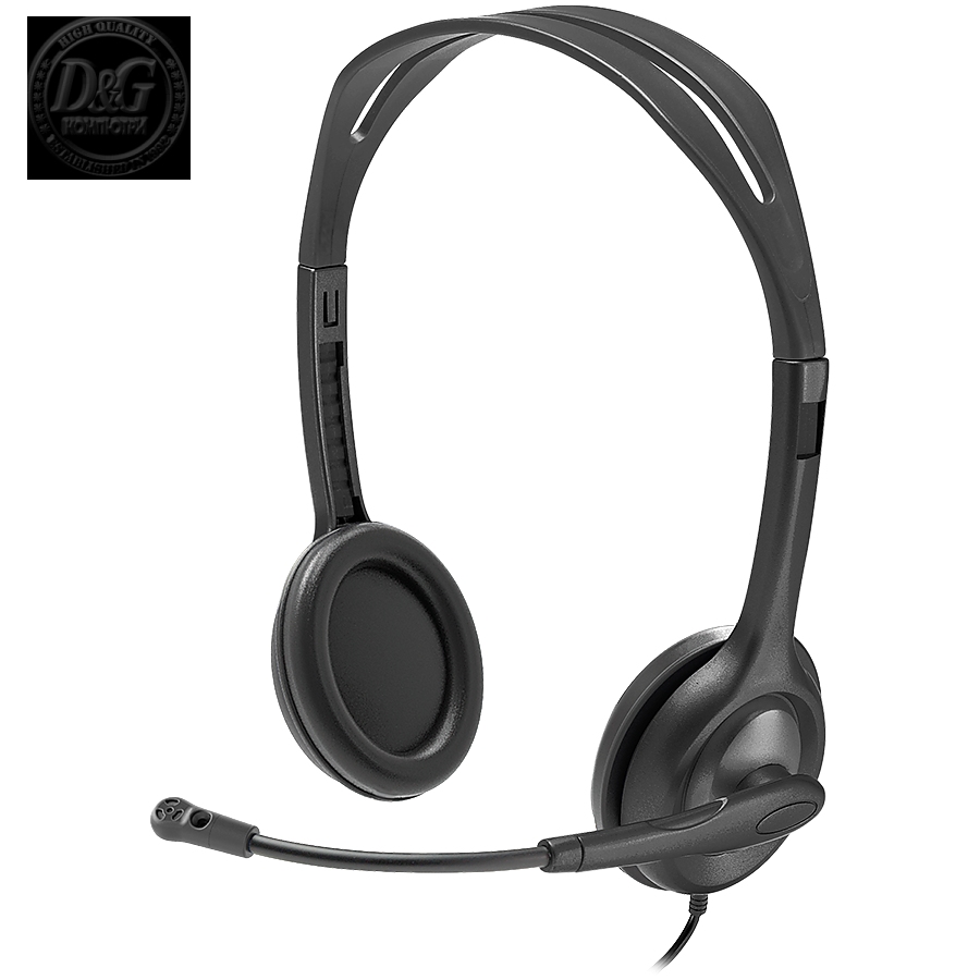 LOGITECH H111 Corded Stereo Headset - BLACK - 3.5 MM