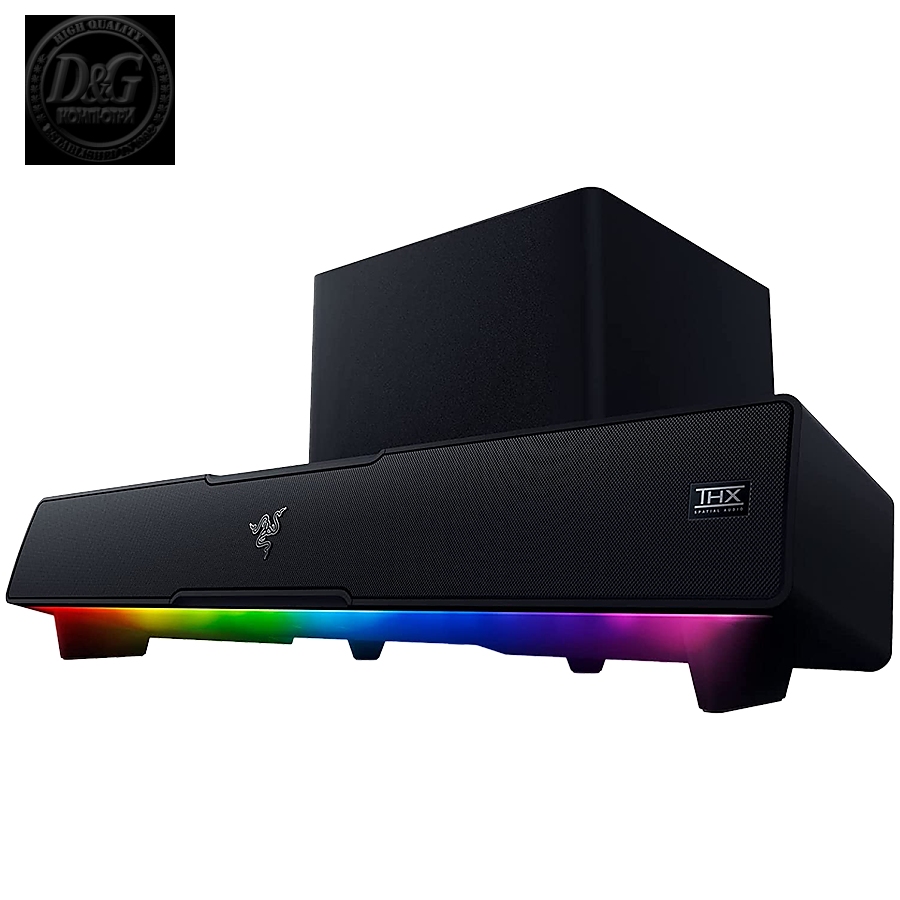 Razer Leviathan V2, PC Gaming Soundbar with Subwoofer,Full Range Drivers: 2 x 2.0 x 4.0" / 48 x 95 mm,Bluetooth 5.2 (60ms low latency),Tweeter Drivers: 2 x 0.75" / 20 mm, USB Audio Input to PC,Razer Chroma™ RGB,Razer Audio app