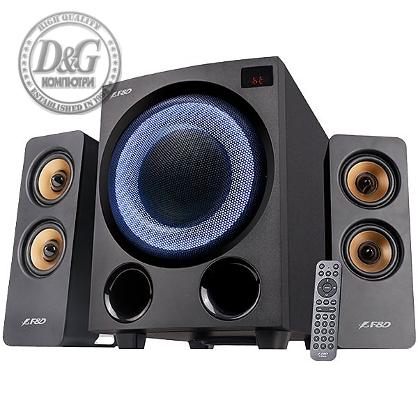 Multimedia Bluetooth Speakers F&D F770X 2.1 (Subwoofer driver: 5.25”*2pcs / Satellite driver: 2.5”*4pcs), BT 5.0 /AUX/FM/USB/OPTICAL, LED Display, Multicolor LED lighting, 76W