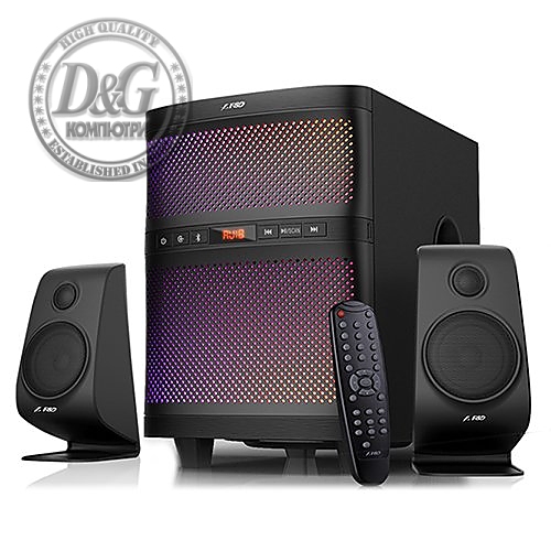 Multimedia Bluetooth Speakers F&D F580X (2.1 Channel Surround, 17.5Wx2+35W (RMS) 260Hz~20KHzz, Subwoofer: 40Hz~110Hz, Bluetooth 4.0, USB/SD card reader, FM, digital, LED display, Black