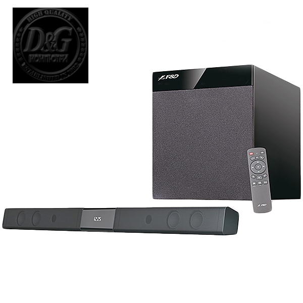 Bluetooth Sound Bar Audio System F&D T-360X 80W (RMS) 4x2.25'' full range drivers, 8'' driver for subwoofer, 20Hz - 120Hz, 130Hz-20kHz, Wireless IR full function remote control, CSR Bluetooth 4.0, Optical input, AUX