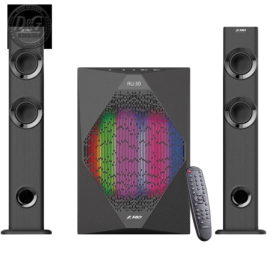 Multimedia Speakers F&D T-300X 2.1 TV, 17.5Wx2+35W (70W  RMS), Satellite driver: 2" full range, Subwoofer driver: 8" bass, 30Hz~ 104Hz,  BT 4.0, microphone included, Multicolored LED Themes