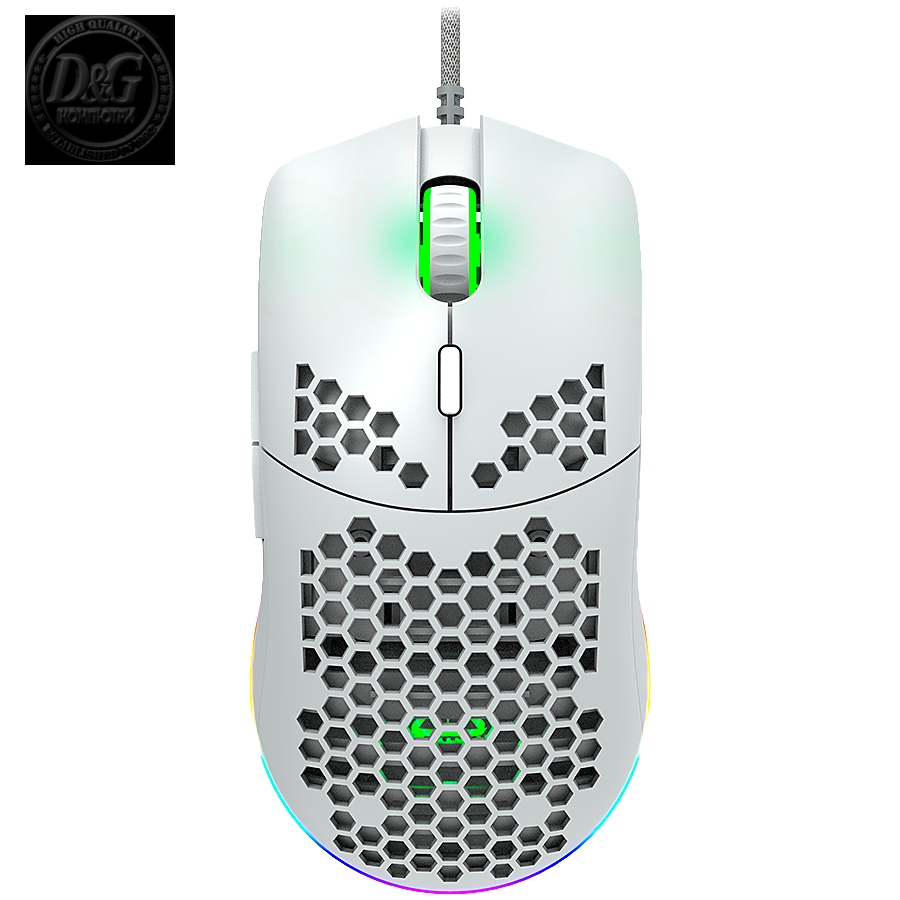 CANYON,Gaming Mouse with 7 programmable buttons, Pixart 3519 optical sensor, 4 levels of DPI and up to 4200, 5 million times key life, 1.65m Ultraweave cable, UPE feet and colorful RGB lights, White, size:128.5x67x37.5mm, 105g