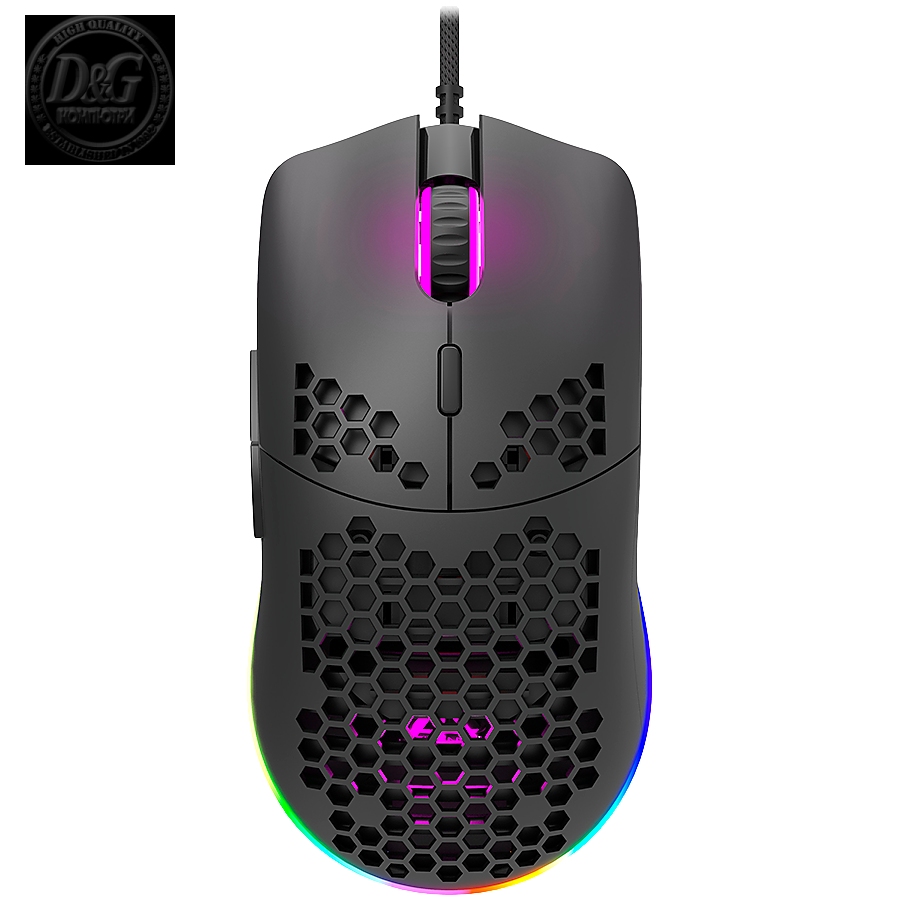 CANYON,Gaming Mouse with 7 programmable buttons, Pixart 3519 optical sensor, 4 levels of DPI and up to 4200, 5 million times key life, 1.65m Ultraweave cable, UPE feet and colorful RGB lights, Black, size:128.5x67x37.5mm, 105g