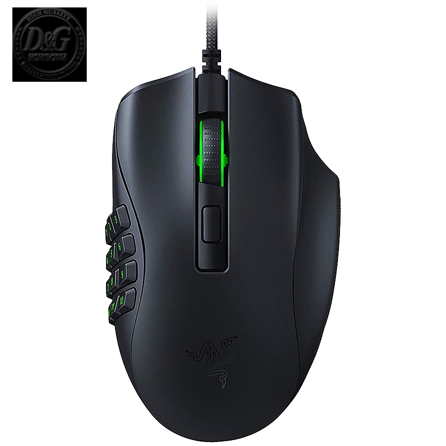 Razer Naga X, Gaming Mouse, True 18,000 dpi Razer 5G optical sensor with 99.4% resolution accuracy, 2nd-gen Razer™ Optical Mouse Switches, Speedflex cable 1.8m, 16 independently programmable buttons