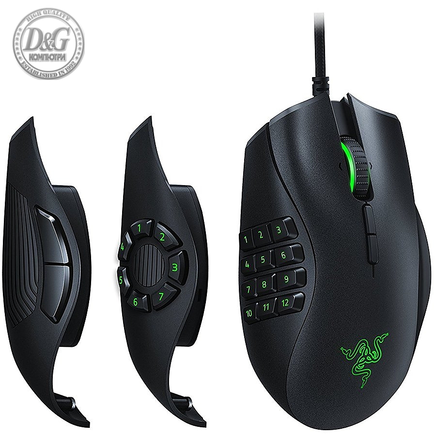 Razer Naga Trinity - Multi-color Wired MMO Gaming Mouse,With interchangeable side plates for 2, 7 and 12-button configurations,16,000 DPI 5G optical sensor,Up to 19 programmable buttons,Multi-Award Winning Razer Mechanical Switches