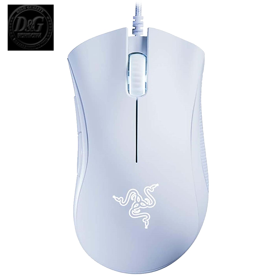 Razer DeathAdder Essential White Edition, Gaming Mouse, True 6 400 DPI optical sensor, Ergonomic Form Factor, Mechanical Mouse Switches with 10 million-click life cycle, 1000 Hz Ultrapolling, Single-color white lighting