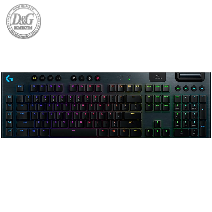 LOGITECH G915 TKL Tenkeyless LIGHTSPEED Wireless RGB Mechanical Gaming Keyboard - CARBON - US INT'L - 2.4GHZ/BT - INTNL - CLICKY SWITCH