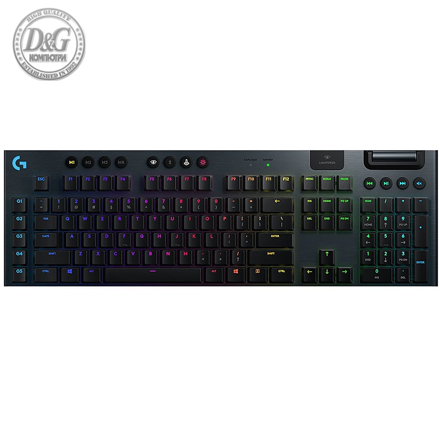 LOGITECH G915 LIGHTSPEED Wireless RGB Mechanical Gaming Keyboard – GL Linear - CARBON - US INT'L - 2.4GHZ/BT - INTNL - LINEAR SWITCH