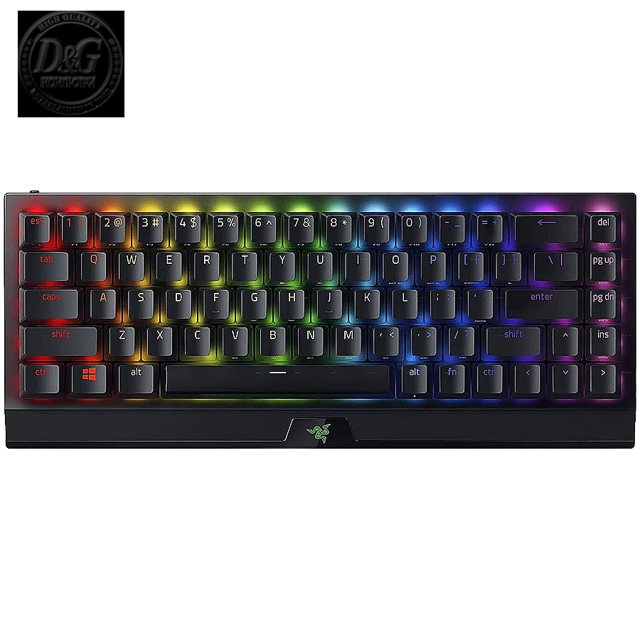 Razer BlackWidow V3 Mini HyperSpeed (Green Switch), US Layout, HyperSpeed Wireless (2.4 Ghz), Bluetooth or USB-C, size 65%, RGB Chroma, 80 million keystroke, 1000 Hz Ultrapolling, Aluminum construction