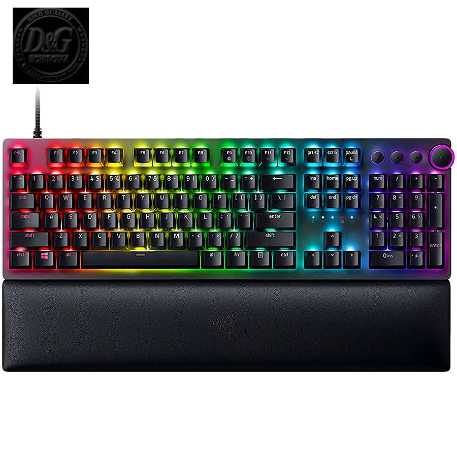 Razer Huntsman V2, Optical Gaming Keyboard (Linear Red Switch), US Layout, Doubleshot PBT Keycaps, Sound Dampening Foam, Razer Chroma™ RGB, Up to 8000Hz polling rate, Aluminum matte top plate