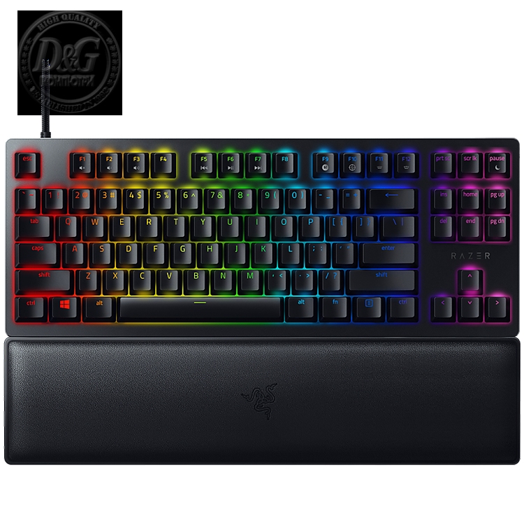 Razer Huntsman V2 Tenkeyless, Optical Gaming Keyboard (Linear Red Switch), US Layout, Doubleshot PBT Keycaps, Sound Dampening Foam, Razer Chroma™ RGB, Up to 8000Hz polling rate, Aluminum matte top plate