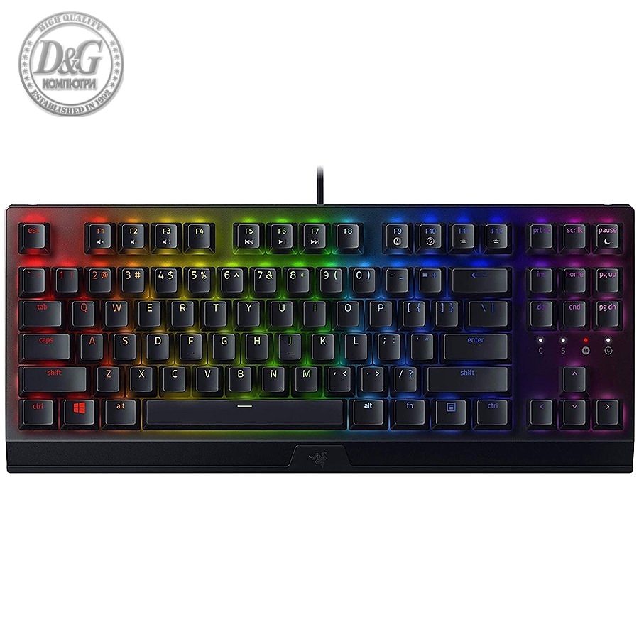 Razer BlackWidow V3 Tenkeyless - Mechanical Gaming Keyboard, US Layout, Razer Chroma RGB, Green Mechanical Switch, 80 Million Keystroke Lifespan, Tenkeyless Form Factor, aluminum construction