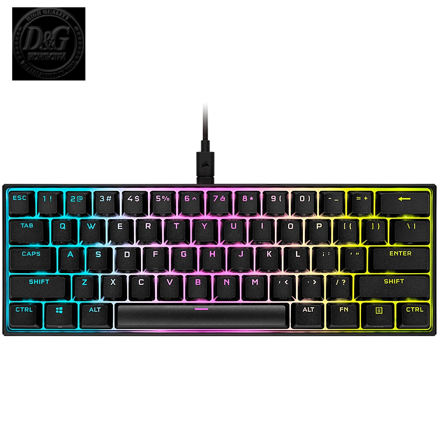 CORSAIR K65 RGB MINI 60% Mechanical Gaming Keyboard, Backlit RGB LED, CHERRY MX Red, Black PBT