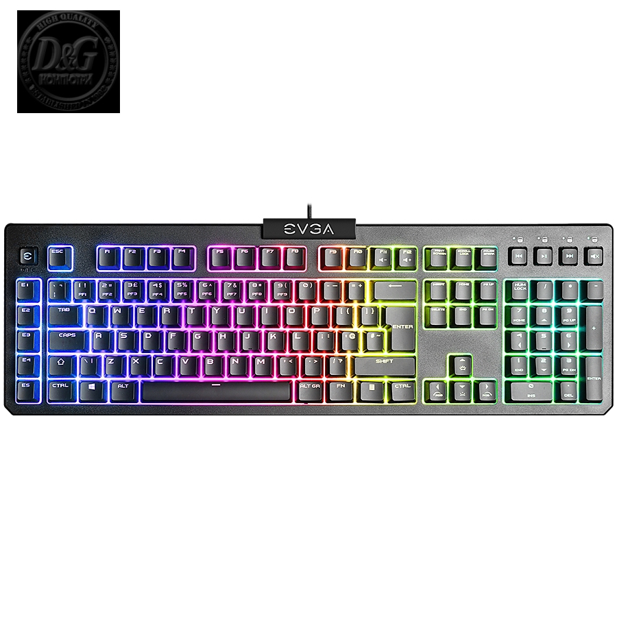 EVGA Z12 RGB Gaming Keyboard, RGB Backlit LED, 5 Programmable Macro Keys, Dedicated Media Keys, Water Resistant