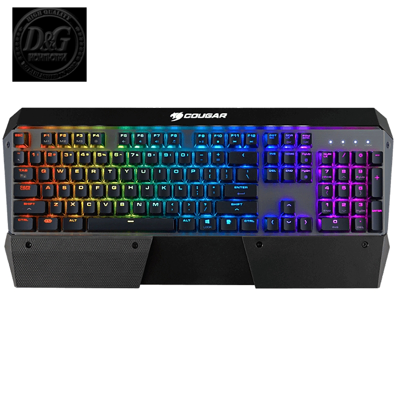 COUGAR ATTACK X3 -  Iron Gray - Red Cherry MX RGB Mechanical Gaming Keyboard,N-key rollover (USB mode support),Full key backlight (16.8 million colors), On-board memory,Aluminum/Plastic,COUGAR UIX System