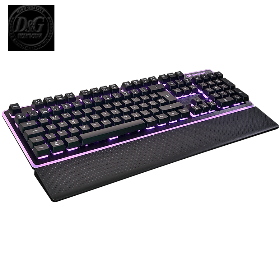 COUGAR Core, Hybrid Mechanical Gaming Keyboard (20 Million Keystrokes), 8 backlight effects, 19 Anti-ghosting keys, 140(L) X 448(W) X 43(H) mm, 0.8kg, Palmrest