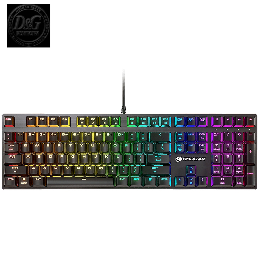 COUGAR Vantar MX, Mechanical Gaming Keyboard, Red switches, N-key rollover, 1000Hz poling rate, RGB Backlit, Aluminium / Plastic, 14 backlight effects, 140 x 450 x 30 (mm)