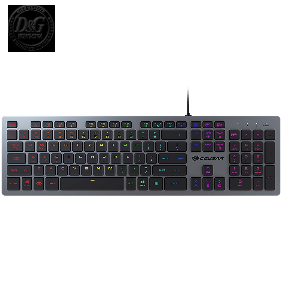 COUGAR VANTAR AX BLACK, Gaming Keyboard, Flat Caps With Scissor-Switch, CNC Unibody Aluminum Frame, 19-Key Rollover, Eight Backlight Effects, Adjustable Stand, Dimensions: 445 x 127 x 15.5 mm