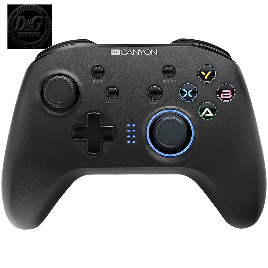 CANYON GP-W3 2.4G Wireless Controller with built-in 600mah battery, 1M Type-C charging cable ,6 axis motion sensor support nintendo switch ,android,PC X-input/D-input,ps3,normal size dongle,black