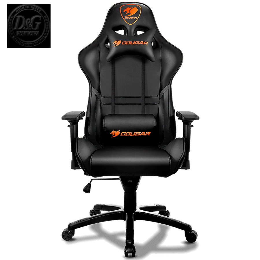 COUGAR Armor Gaming Chair Black, Piston Lift Height Adjustment,180Вє Reclining,Adjustable Tilting Resistance,3D Adjustable Arm Rest,Full Steel Frame,Ultimate Quality: Class 4 Gas Lift Cylinder