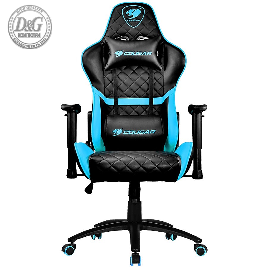 COUGAR Armor One Blue, Gaming Chair, Diamond Check Pattern Design, Breathable PVC Leather, Class 4 Gas Lift Cylinder, Full Steel Frame, 2D Adjustable Arm Rest, 180Вє Reclining, Adjustable Tilting Resistance