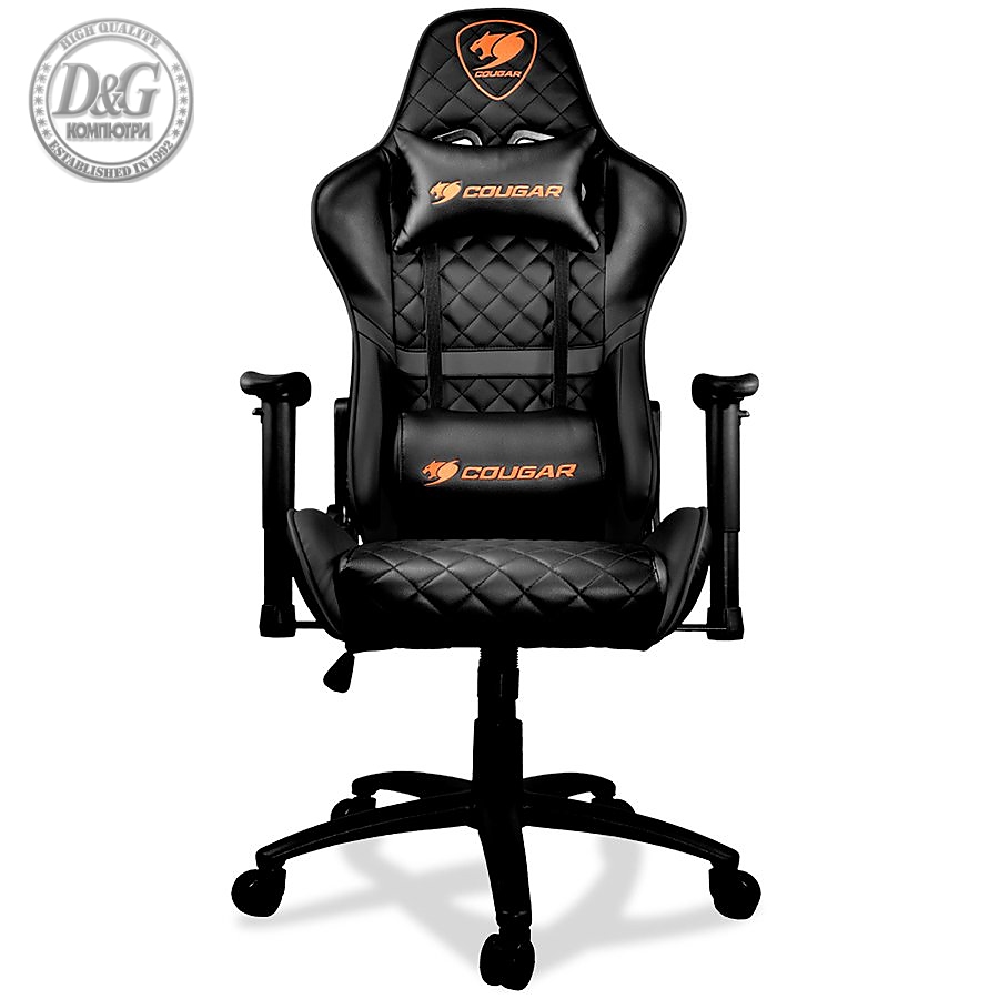 COUGAR Armor ONE BLACK Gaming Chair, Diamond Check Pattern Design, Breathable PVC Leather, Class 4 Gas Lift Cylinder, Full Steel Frame, 2D Adjustable Arm Rest, 180Вє Reclining, Adjustable Tilting Resistance