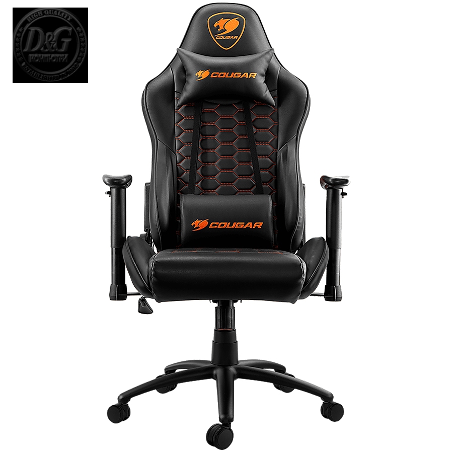 COUGAR OUTRIDER - Black, Gaming Chair, Premium PVC Leather, Head and Lumbar Pillow, High Density Shaping Foam, Continuous 180Вє Reclining, Adjustable Tilting Resistancer, 2 Direction Adjustable armrest, Full Steel Frame, Class 4 Gas Lift Cylinder